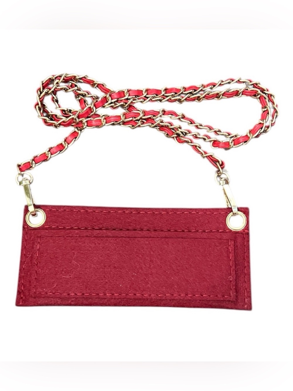 Red Chain Strap Card Holder Shoulder Bag